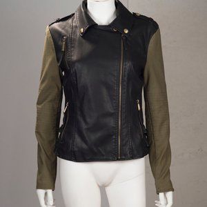 BRAND New BCBG Leather & Army Green Moto Jacket